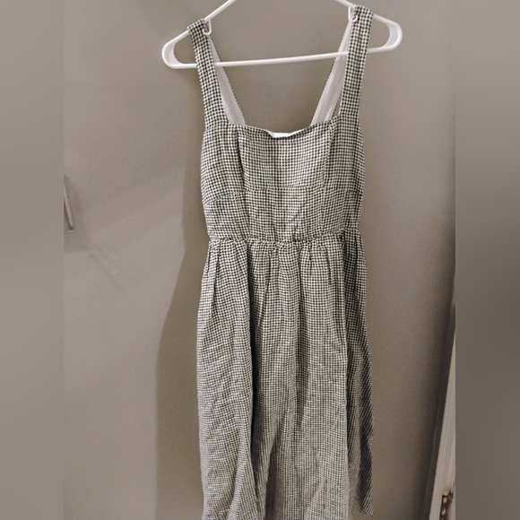 Nwt 100% European Linen Fit & Flare Midi Dress Classic Mini Gingham Sz Small - Picture 4 of 15
